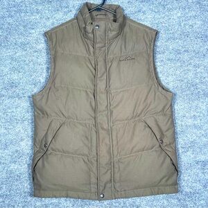 Eddie Bauer Men’s Medium Olive Green‎ 550 Goose Down Fill Full Zip Puffer Vest